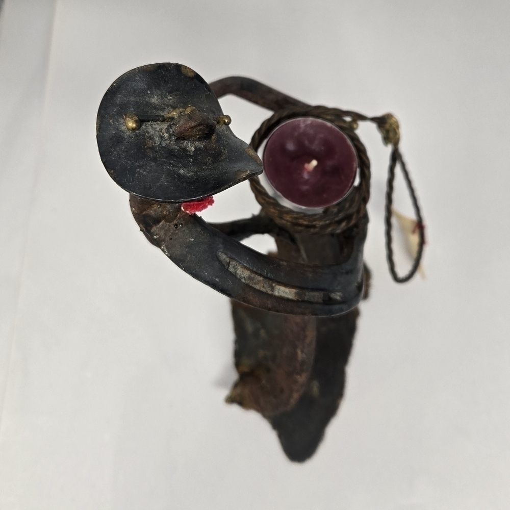 Cheyenne Artworks Steel Horse Shoe Artwork Cowboy Rangling Candle Holder Rustic - Picture 6 of 13